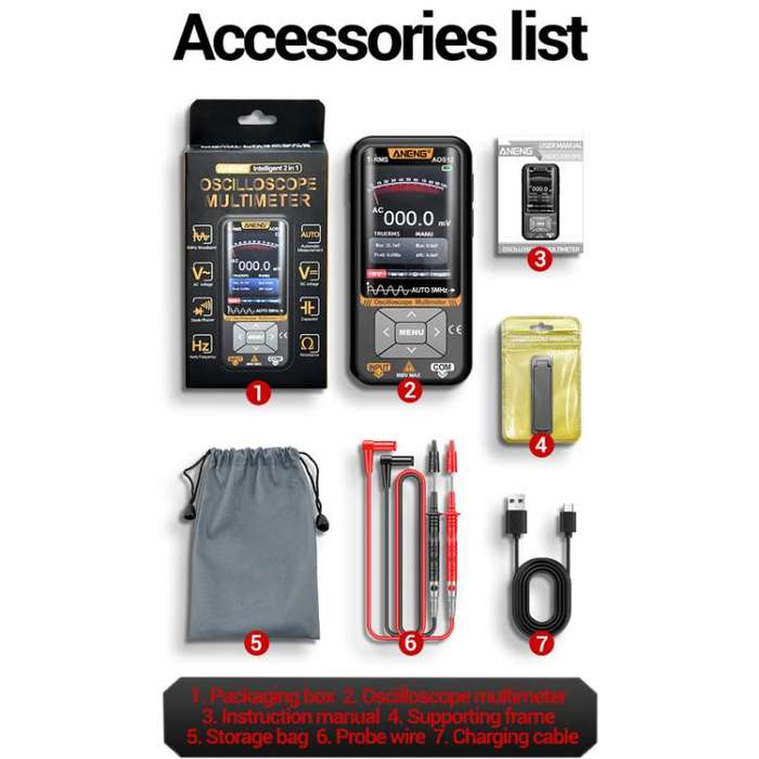 ANENG 2 In 1 Handheld Color Screen Oscilloscope Digital Multimeter(AOS12)