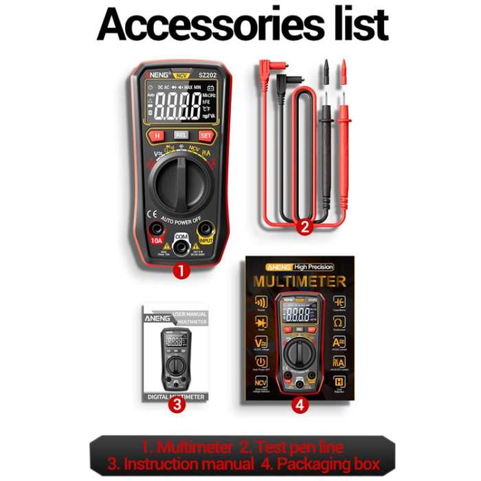 ANENG High-precision Maintenance Multi-function Digital Display Multimeter(Red)