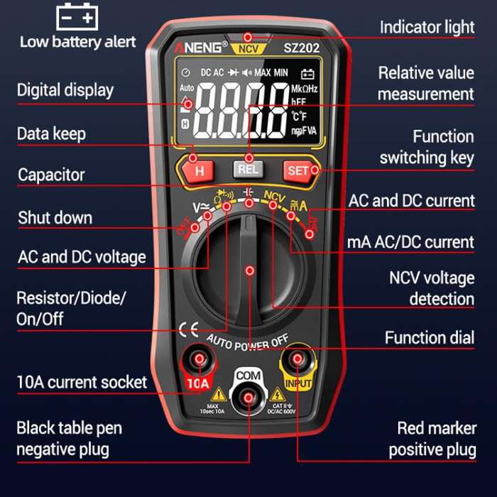 ANENG High-precision Maintenance Multi-function Digital Display Multimeter(Black)