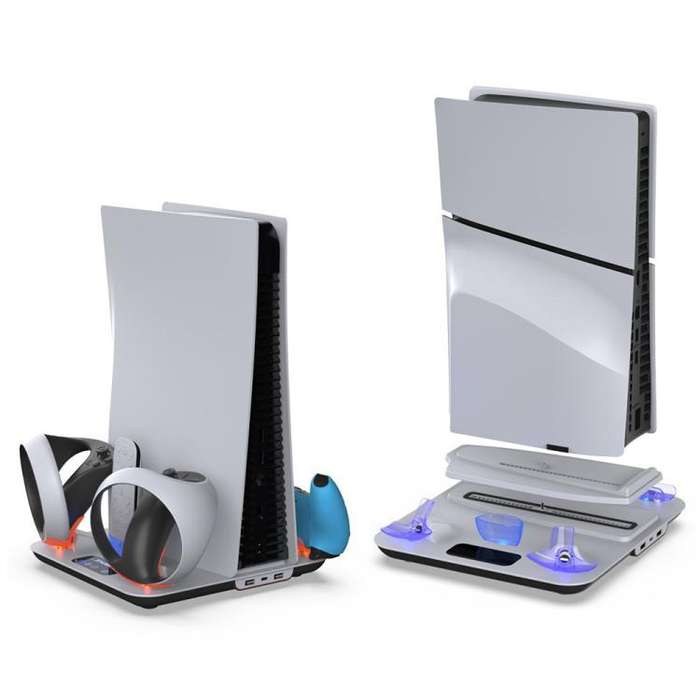 For PS5 / PS5 Slim / PS VR2 DOBE TP5-3550 Game Console Cooling Base Controller Charging Stand + H...