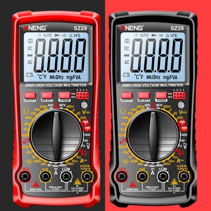 ANENG 2000V High Voltage High Precision Photovoltaic Digital Multimeter(SZ28 Red)