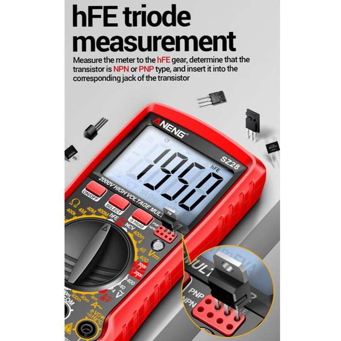 ANENG 2000V High Voltage High Precision Photovoltaic Digital Multimeter(SZ28 Red)