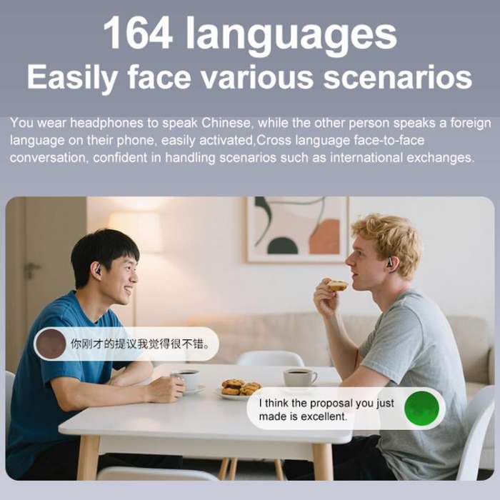 164 Languages Simultaneous Interpretation Intelligent Bluetooth Earphones(White)