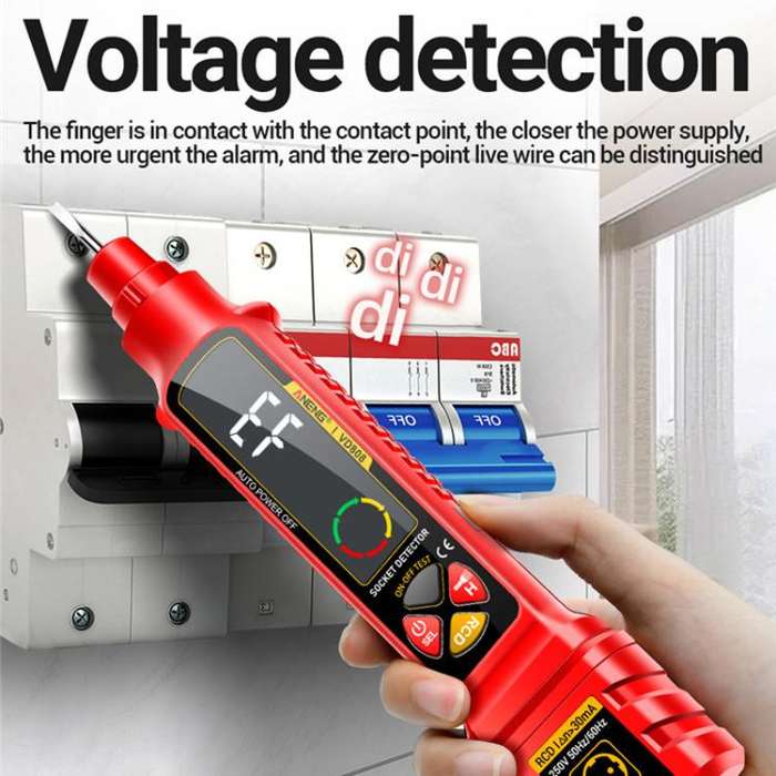 ANENG Multi-Function Power Socket Digital Phase Meter(Red US Plug)