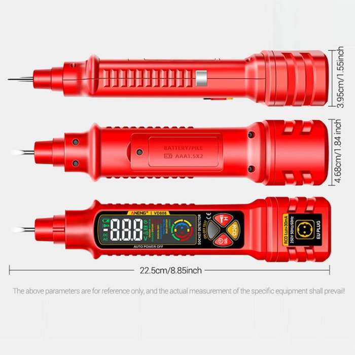 ANENG Multi-Function Power Socket Digital Phase Meter(Red US Plug)