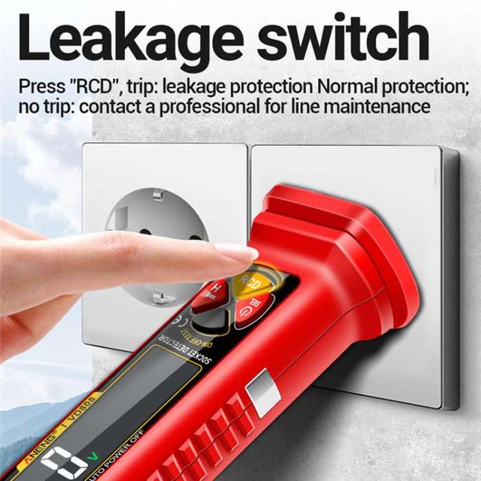 ANENG Multi-Function Power Socket Digital Phase Meter(Red US Plug)