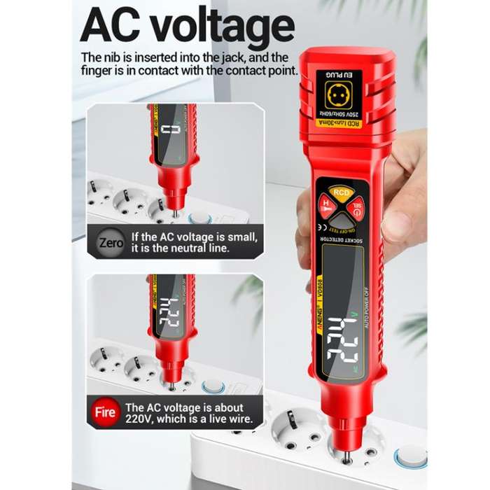 ANENG Multi-Function Power Socket Digital Phase Meter(Black US Plug)