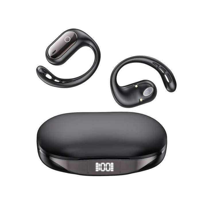 144 Languages AI Smart Translation Bluetooth Earphones With Digital Display Charging Case(Black)