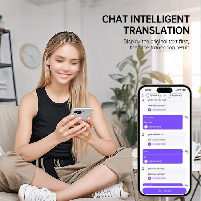 144 Languages AI Smart Translation Bluetooth Earphones With Digital Display Charging Case(White)