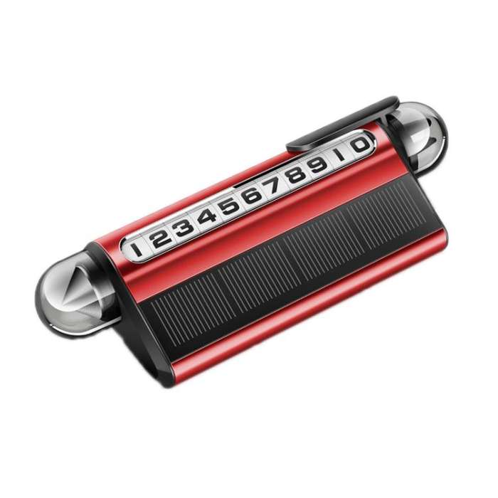 Solar Charging LED Light Temporary Parking Sign Safety Hammer(Red)
