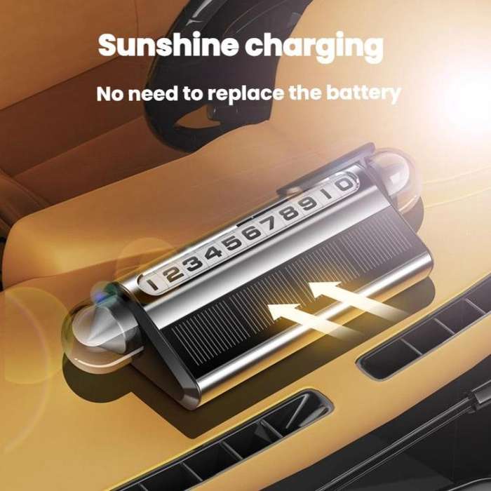 Solar Charging LED Light Temporary Parking Sign Safety Hammer(Black)