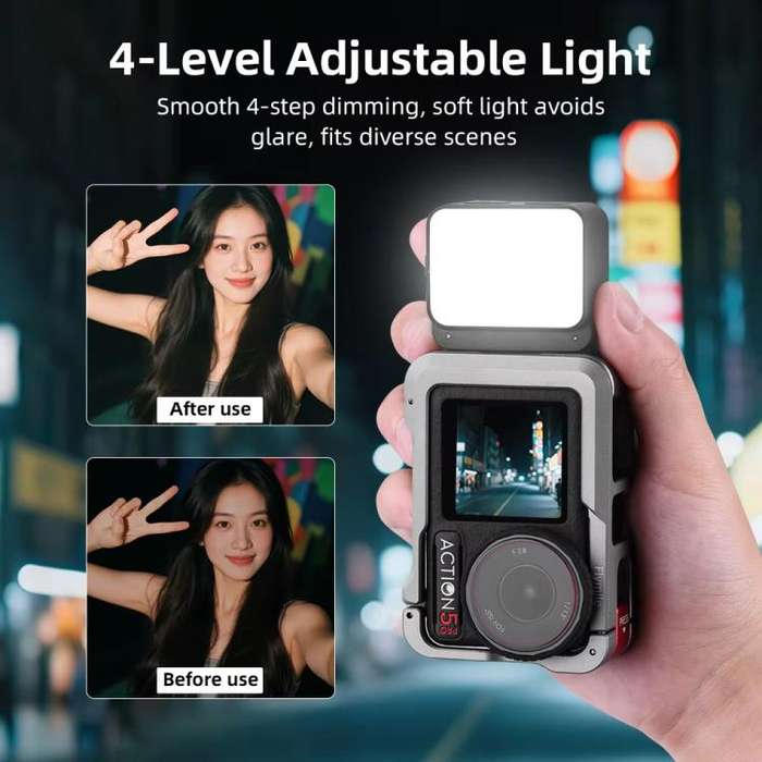 For DJI Action 5 Pro/ Action 4 Flymile 20 LEDs Magnetic Fill Light Rechargeable Video Light 3000K...