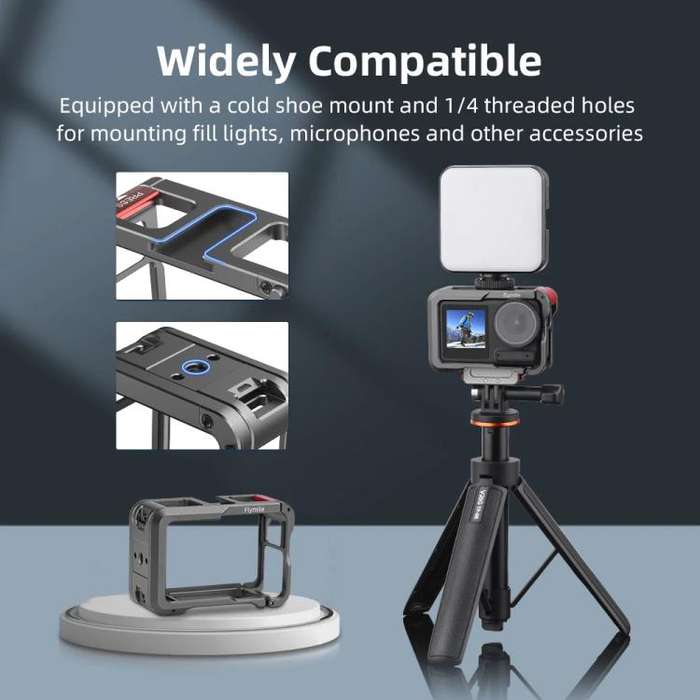 For DJI Action 5 Pro/Action 4/Action 3 Flymile Aluminum Alloy Camera Cage Protective Metal Frame(...