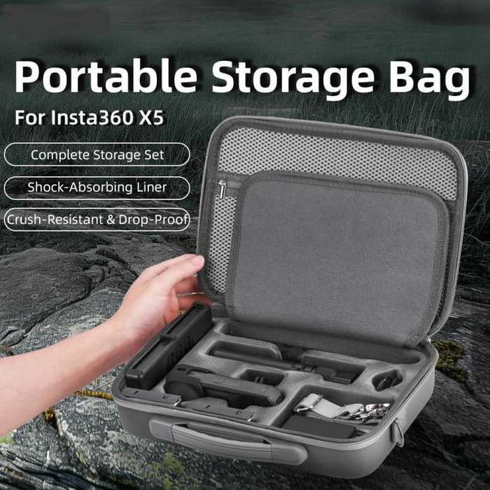For Insta360 X5 Flymile All-in-One Storage Shoulder Bag Durable PU + Lycra Material Carrying Case...