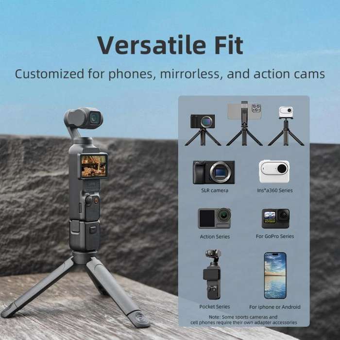 Flymile Extendable Mini Tripod With 1/4-Inch Screw For Action Cameras Nut Adapter Set