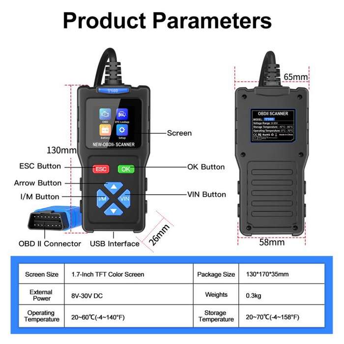 Car Fault Diagnostic Instrument OBD2 Car Engine Tester(T100)