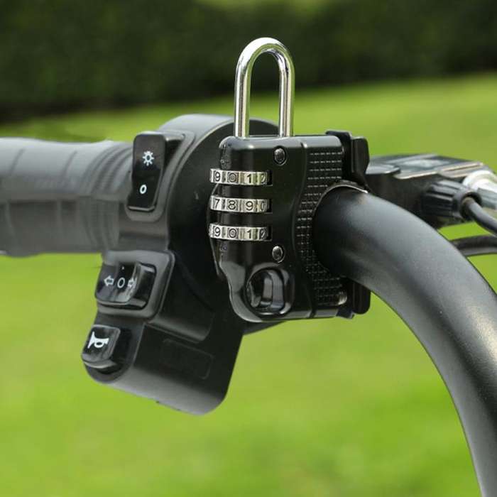 Motorcycle Bicycle Multifunctional Safety Anti-theft Helmet Hook Lock(Three-digit Password)