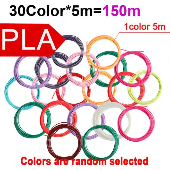 150m 30 Colors x 5m PLA 3D Printer Filament 1.75mm Multicolor Filament Bundle for 3D Pen & Crafting