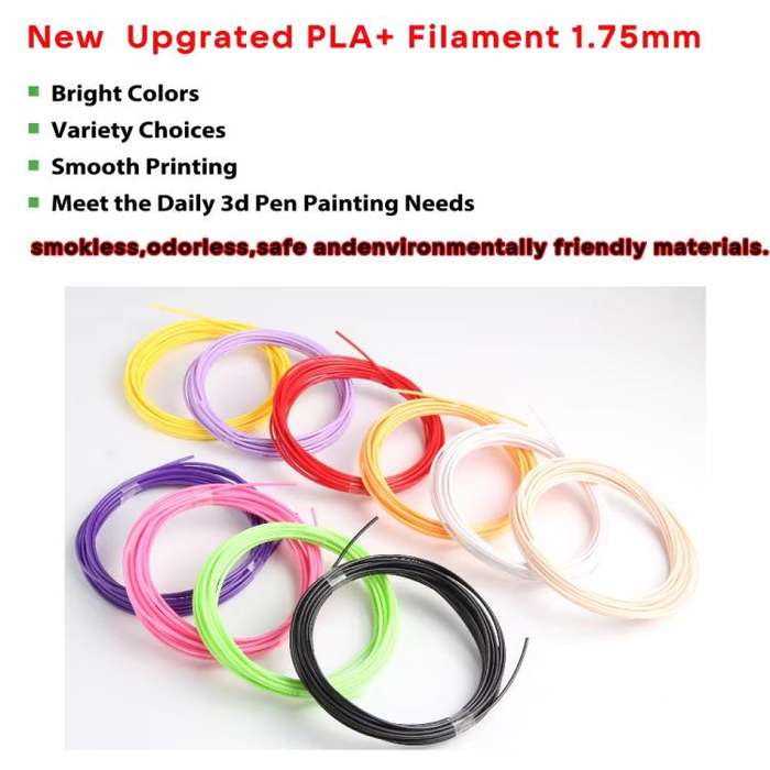 200m 20 Colors x 10m PLA 3D Printer Filament 1.75mm Multicolor Filament Bundle for 3D Pen & Crafting