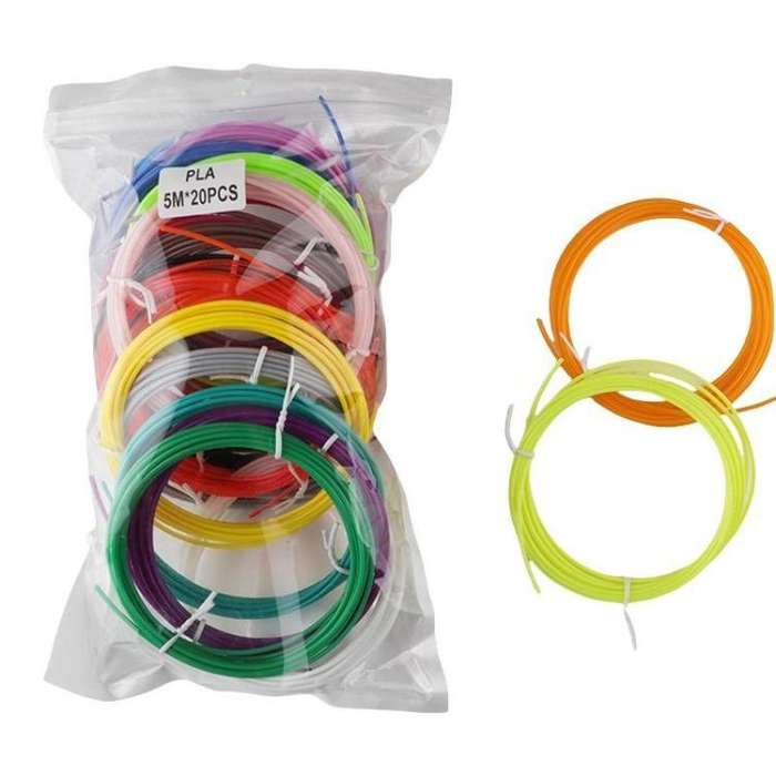 200m 20 Colors x 10m PLA 3D Printer Filament 1.75mm Multicolor Filament Bundle for 3D Pen & Crafting