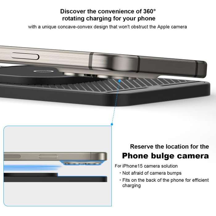 Car Magnetic Avoid Camera Wireless Charging Anti-slip Pad(TYPE-C Interface 1m)
