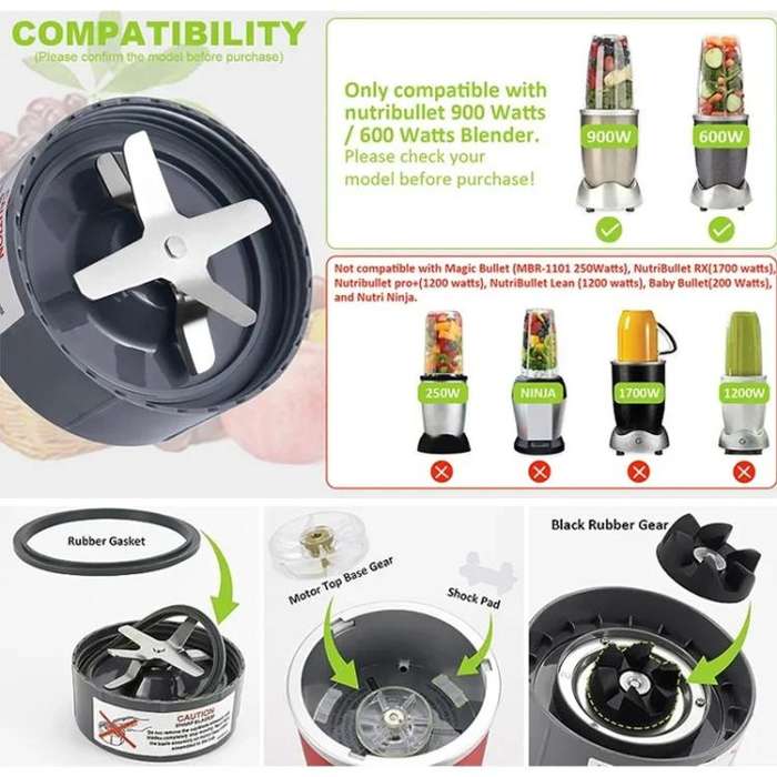 8 In 1 For Nutribullet 600W 900W Replacement Parts Blender Blade Base, Drive Socket, Seals