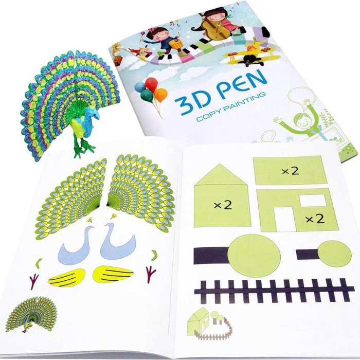 40 Pictures Large 3D Printing Pen High Low Temperature Compatible Drawing Book With Tracing Board