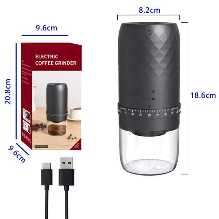 Portable Electric Coffee Grinder with 40 Adjustable Settings Rechargeable USB-C Ceramic Burr Mill...