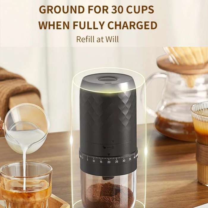 Portable Electric Coffee Grinder with 40 Adjustable Settings Rechargeable USB-C Ceramic Burr Mill...