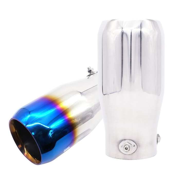 76MM Automotive Stainless Steel Double-layer Muffler Exhaust Pipe(Silver)