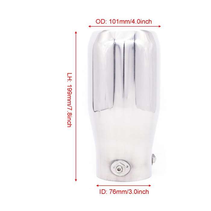 76MM Automotive Stainless Steel Double-layer Muffler Exhaust Pipe(Silver)