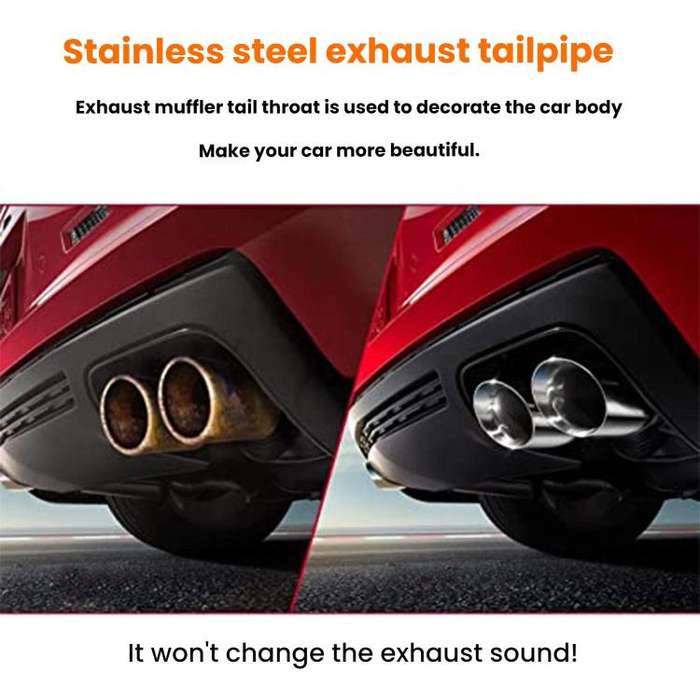 76MM Automotive Stainless Steel Double-layer Muffler Exhaust Pipe(Silver)