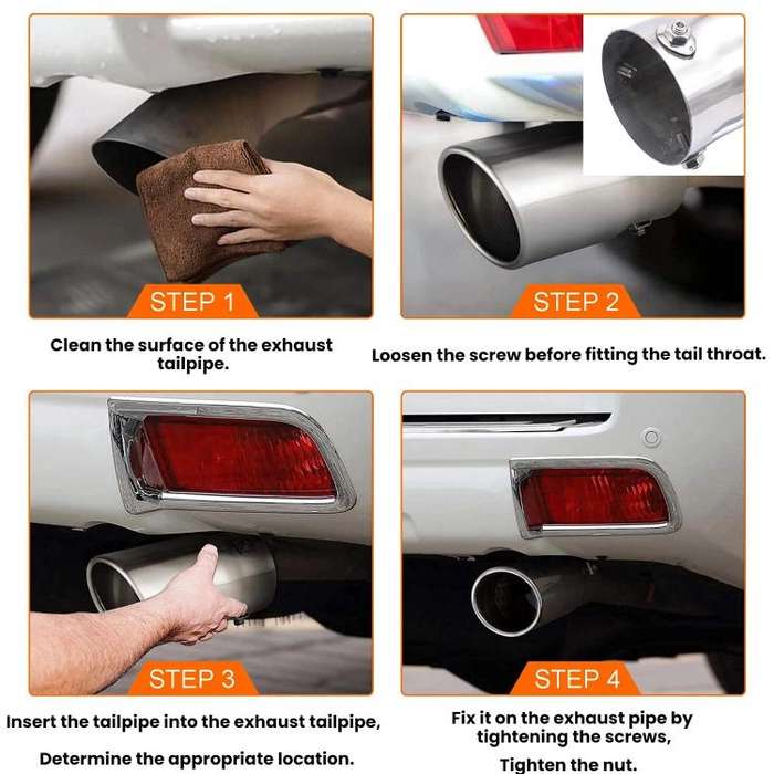 76MM Automotive Stainless Steel Double-layer Muffler Exhaust Pipe(Silver)