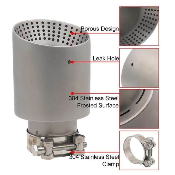 Car Inclined Stainless Steel Muffler Exhaust Pipe, Size: 76x101mm Black