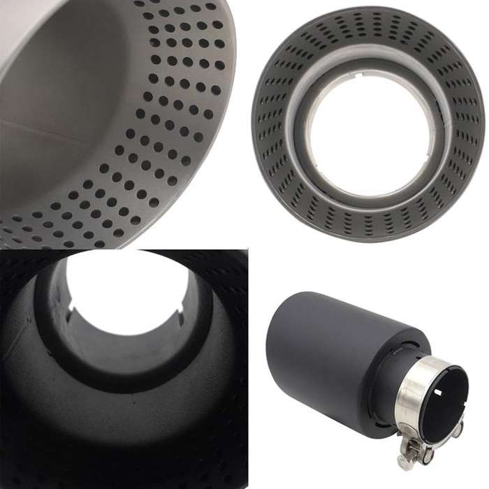 Car Inclined Stainless Steel Muffler Exhaust Pipe, Size: 76x114mm Silver