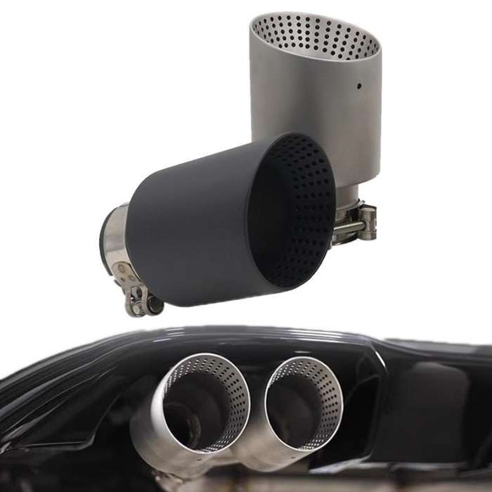 Car Inclined Stainless Steel Muffler Exhaust Pipe, Size: 76x101mm Black