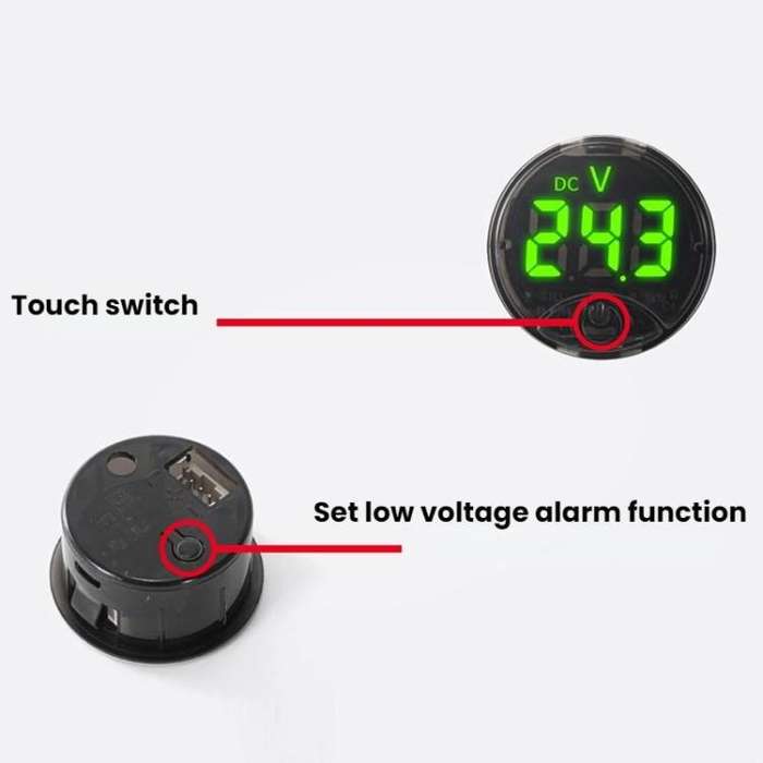 LED Digital Display Circular Voltage Meter, Color: Green DC 7-120V
