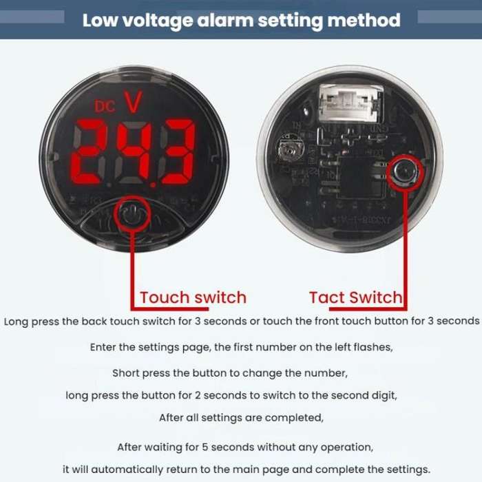 LED Digital Display Circular Voltage Meter, Color: Green DC 7-120V