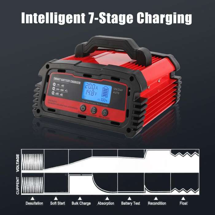 DMD 12V/24V Universal Intelligent Pulse Repair Battery Charger(UK Plug)