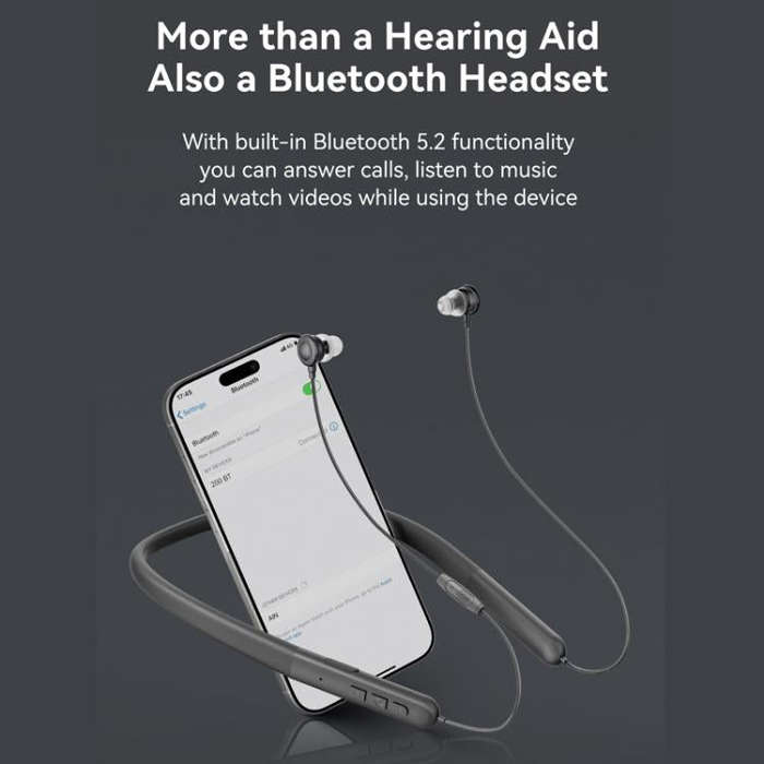 Neckband Bluetooth Hearing Amplifier For Seniors Semi-In-Ear Design With Digital Sound Chip, Long...