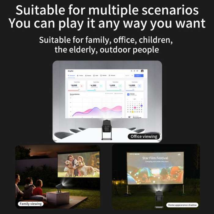 K300 Home 1080P Wireless Projector Mini 4K HD Smart Projector US Plug(White)