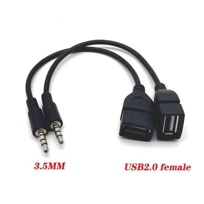 10pcs 3.5mm Male Round Head To USB 2.0 Female USB Disk Car MP3 Data Transmission Cable(Black)
