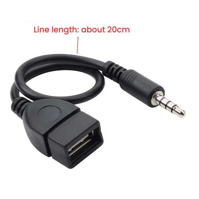 10pcs 3.5mm Male Round Head To USB 2.0 Female USB Disk Car MP3 Data Transmission Cable(Black)