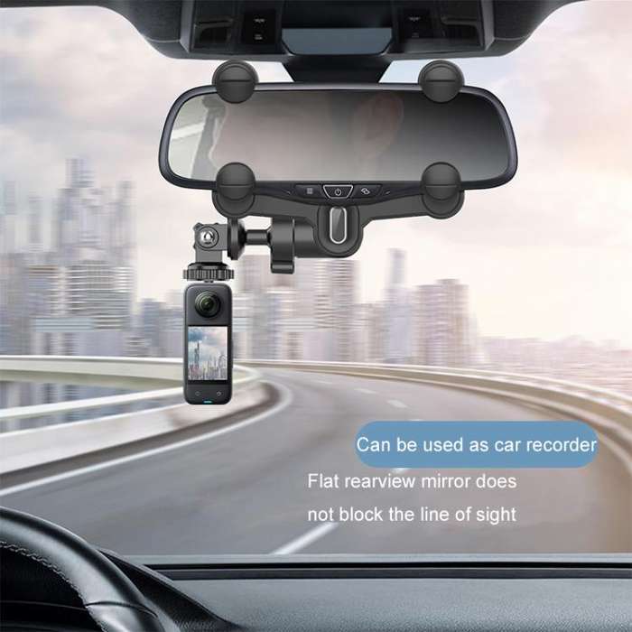 Car Rearview Mirror Bracket Camera Mobile Phone Fixing Base Accessories(With Phone Clip)