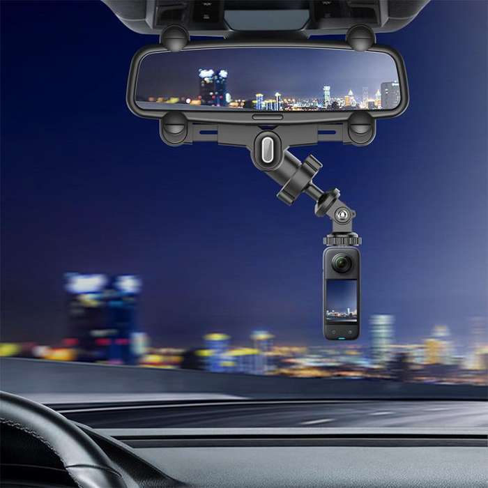 Car Rearview Mirror Bracket Camera Mobile Phone Fixing Base Accessories(With Phone Clip)