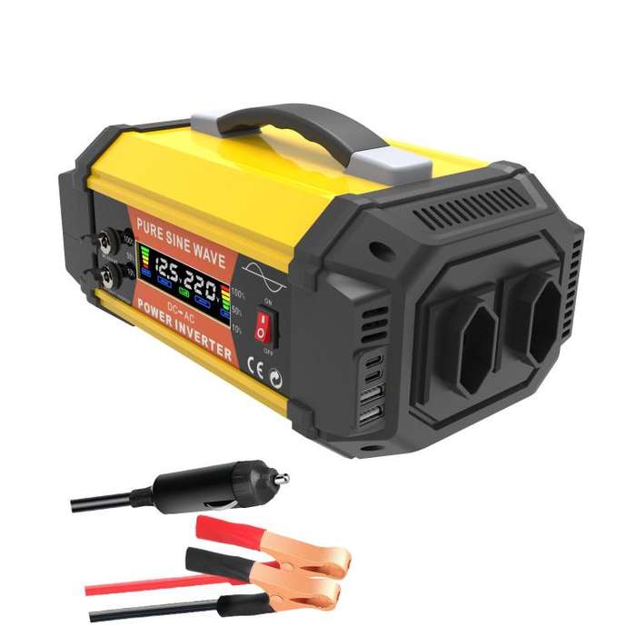 Gurxun Pure Sine Wave Inverter With Dual AC Outlets 2 USB + 2 Type-C Ports Car Power Converter, S...