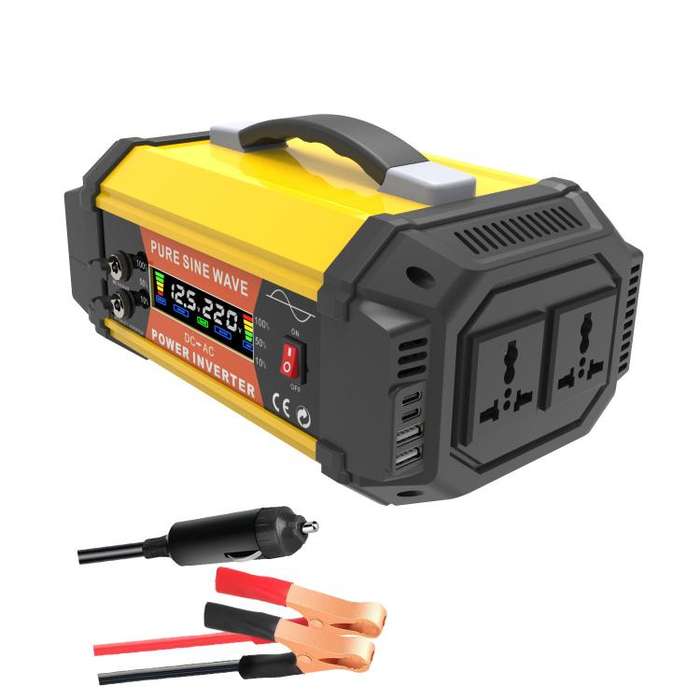Gurxun Pure Sine Wave Inverter With Dual AC Outlets 2 USB + 2 Type-C Ports Car Power Converter, S...