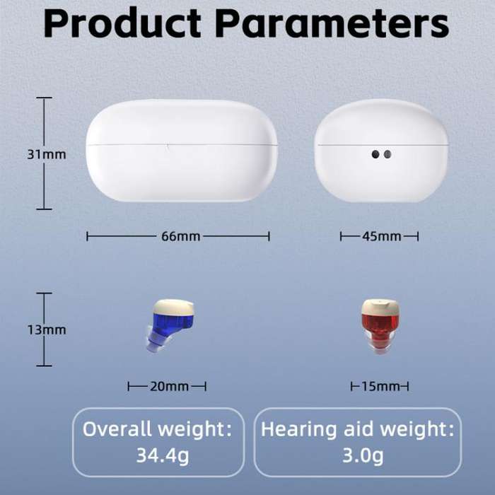 Wireless Invisible Hearing Aid With Digital Display Charging Case & Touch Control Red Blue+Black ...