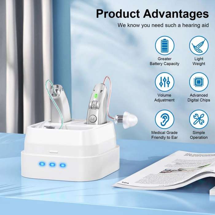 Behind-The-Ear Hearing Amplifier With Charging Case Sound Enhancer For Seniors(Skin Color)