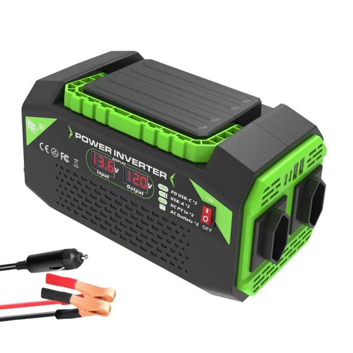 Gurxun Car Pure Sine Wave Inverter Dual AC Sockets + 2 USB + 2 Type-C Ports Outdoor Car Power Con...
